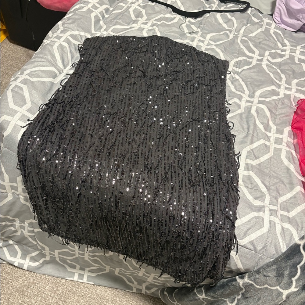 Black Sequin Fringe Dress